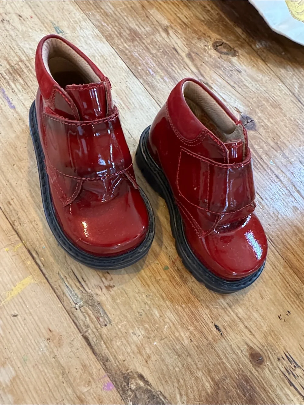 Elefanten Cild’s Red Patent Leather Velcro Strap Ankle Boots Size 20 Brazil
